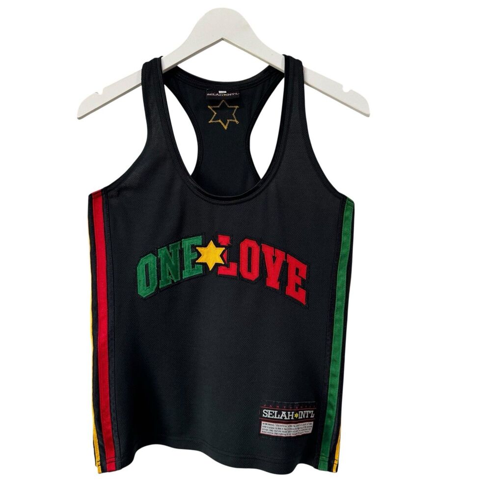 Vtg Selah Intl One Love #1 Black Jersey Womens XS Rasta Y2k 90s Hawaii HTF RARE